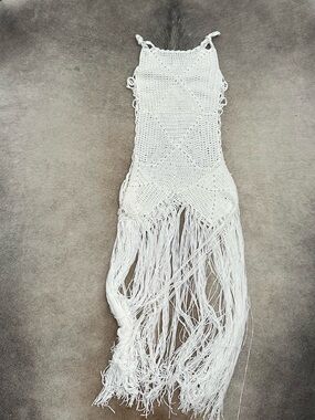 VENUS White Crochet Fringe Beach Dress